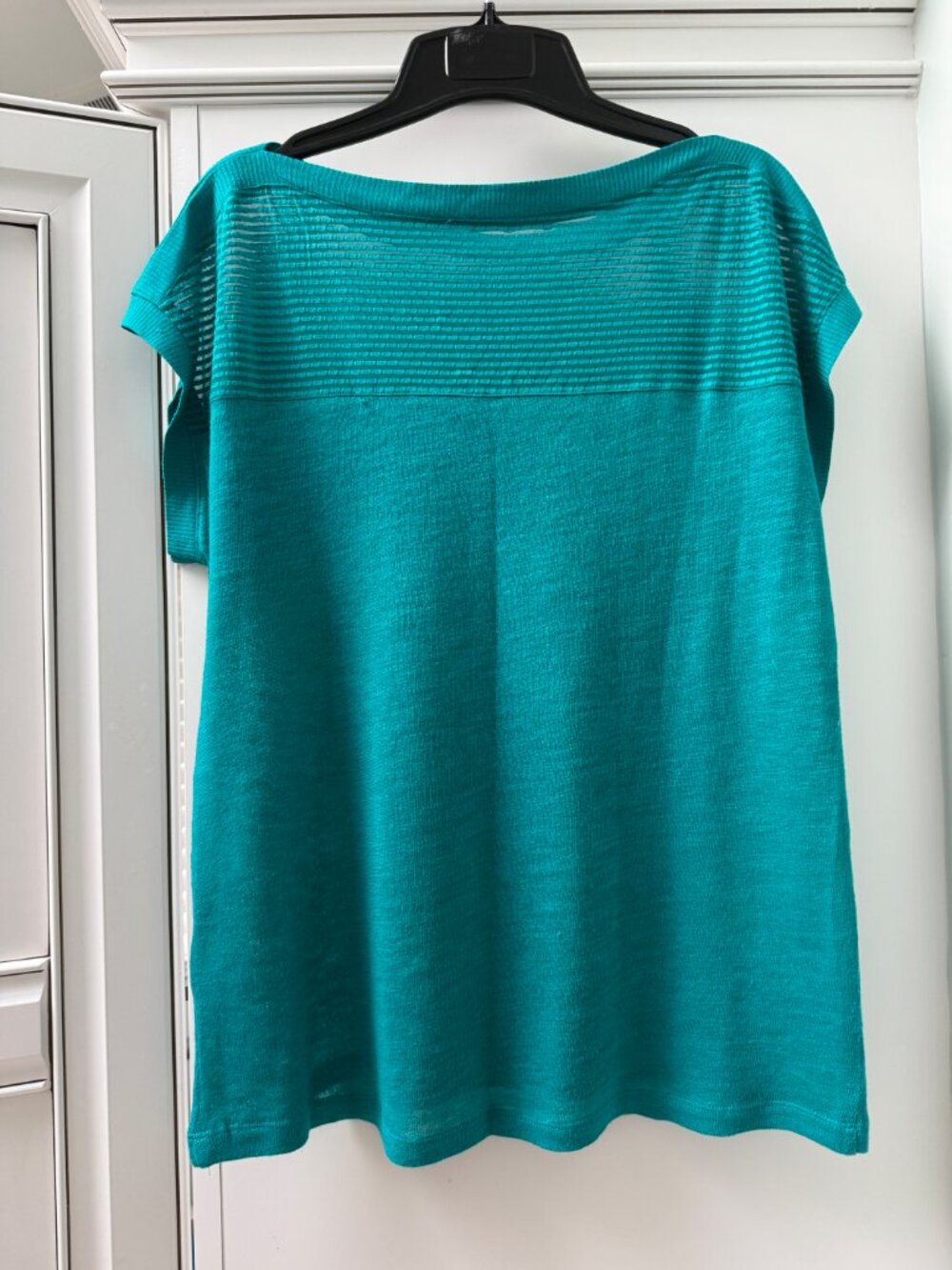 Cable & Gauge Teal Linen Blend Textured Yoke Top – Size M - Picture 3 of 9